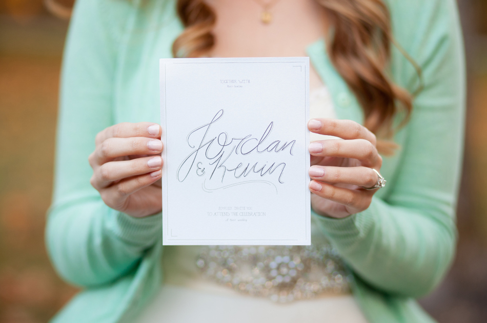 hand lettered wedding invitation